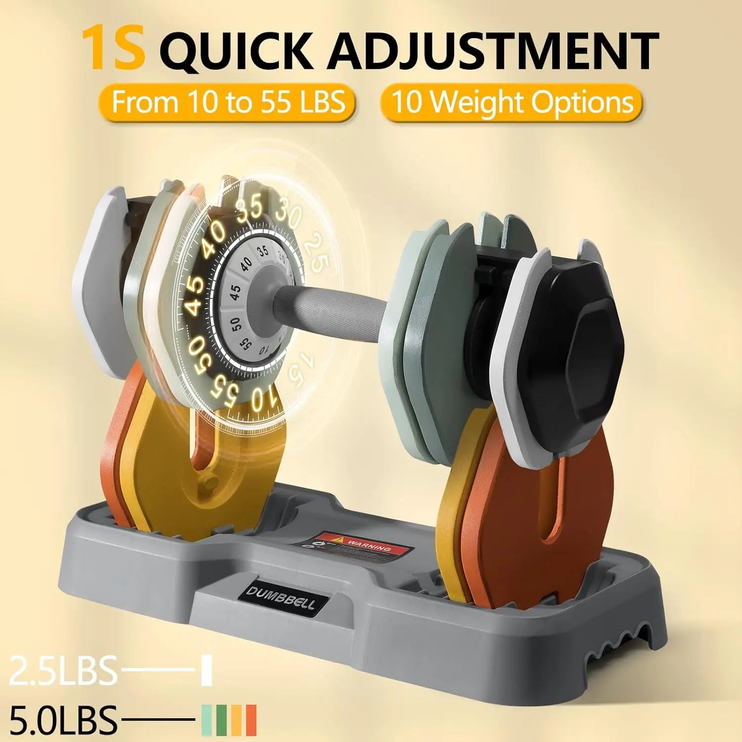 25/55LBS Adjustable Dumbbell Set – Fast Turn Handle, Pair