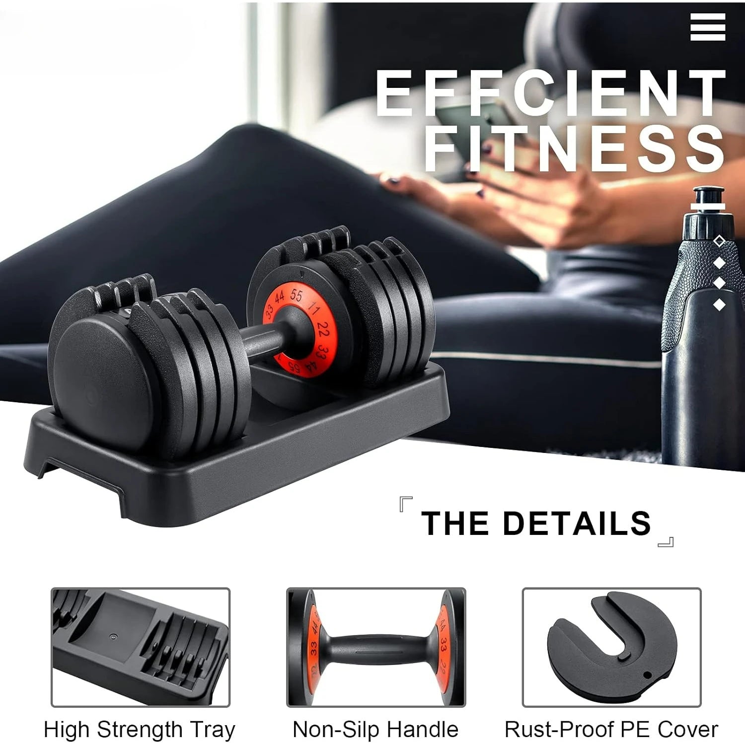 Adjustable Dumbbell Set – 25/55LBS with Quick-Turn Handle