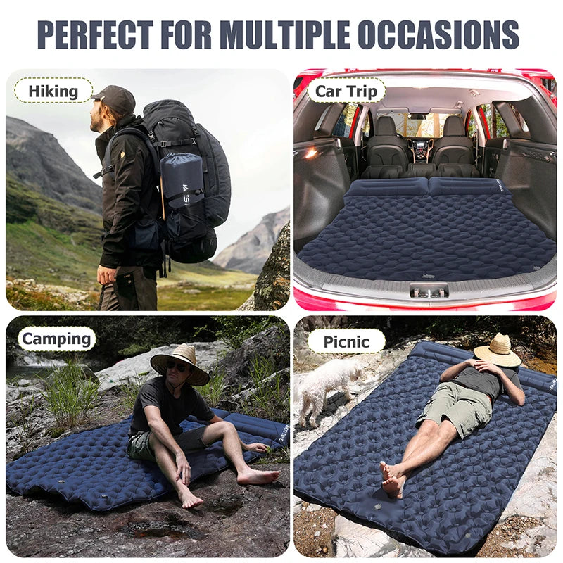 WESTTUNE Double Inflatable Camping Mattress with Built-in Pillow & Pump