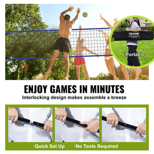 SucceBuy Outdoor Volleyball Net System with Adjustable Height Steel Poles