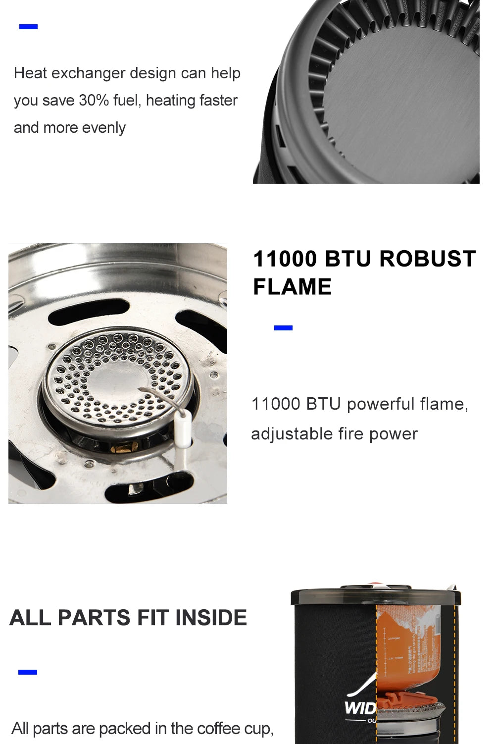Widesea Camping Cooking System with Heat Exchanger