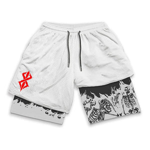 Berserk Skull Print 2-in-1 Men’s Workout Shorts