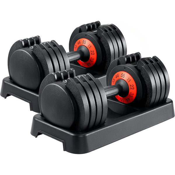 Adjustable Dumbbell Set – 25/55LBS with Quick-Turn Handle