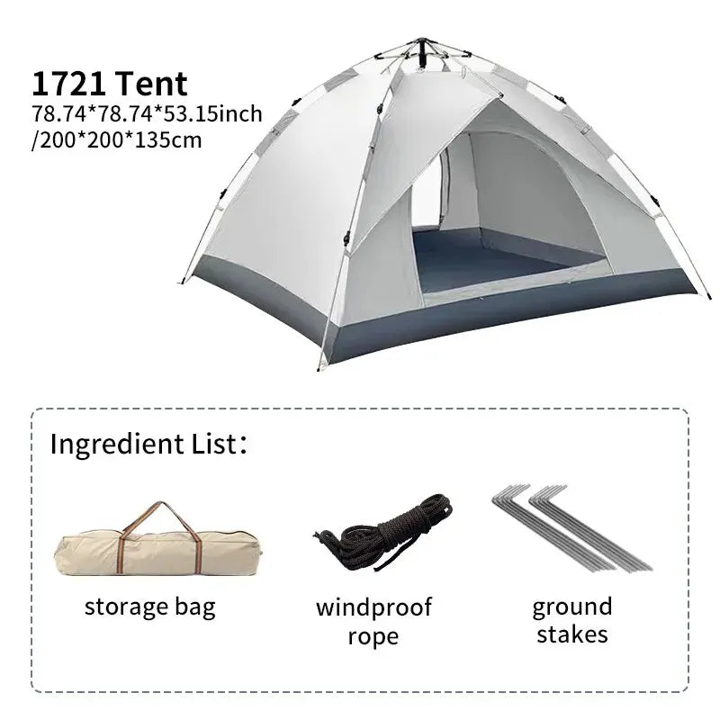 Outdoor Folding Tent – Fully Automatic Quick Opening Tent for 3-4 Person Camping