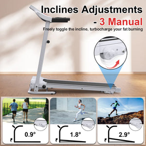 Folding Treadmill with Incline – 2.5HP, Bluetooth, 12KM/H