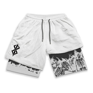 Berserk Skull Print 2-in-1 Men’s Workout Shorts
