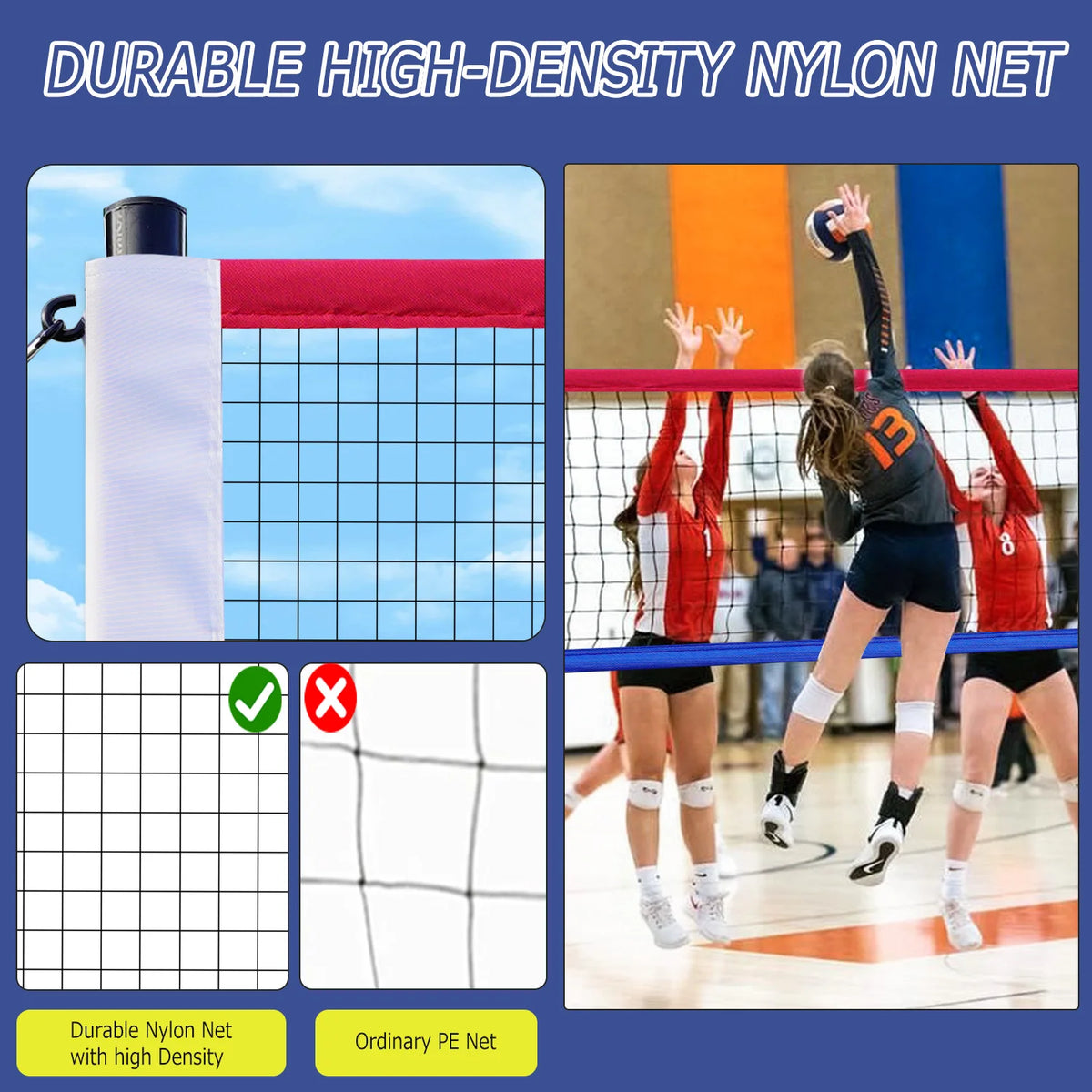 Portable Outdoor Volleyball Net Set with Adjustable Height & Aluminum Poles
