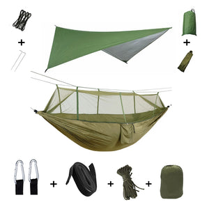 Portable Camping Hammock with Mosquito Net & Rainfly
