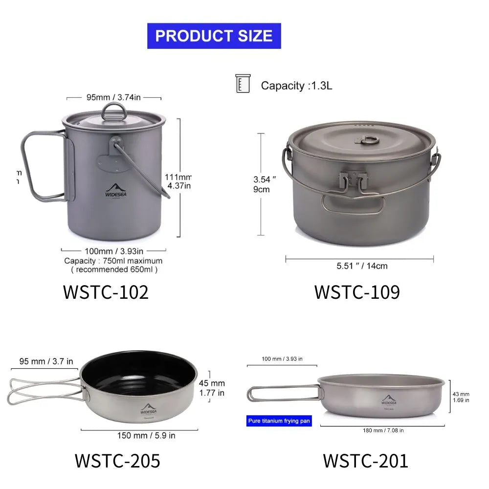 Widesea Titanium Camping Cookware Set
