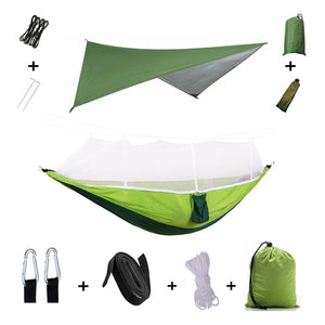 Portable Camping Hammock with Mosquito Net & Rainfly