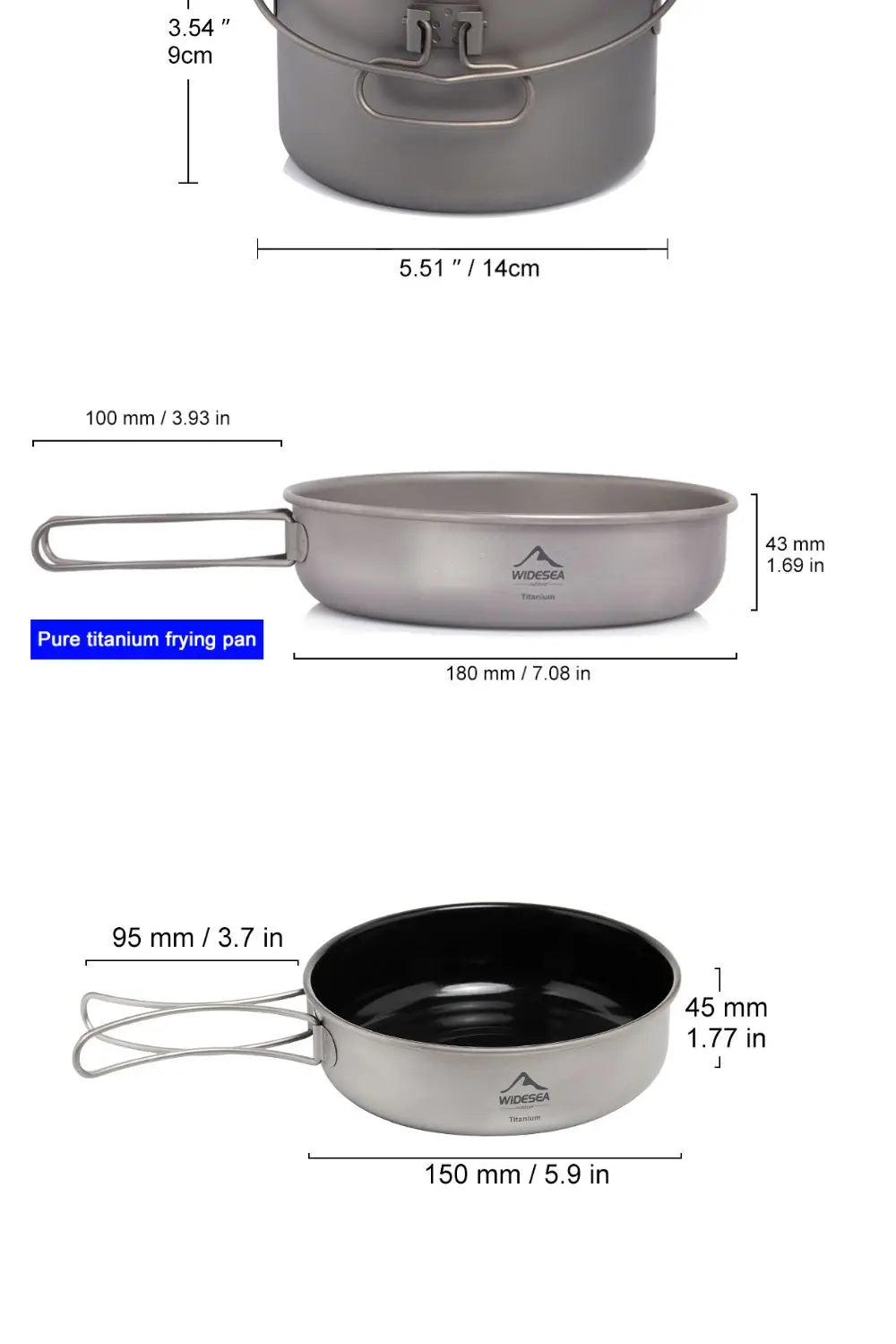 Widesea Titanium Camping Cookware Set