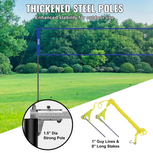 SucceBuy Outdoor Volleyball Net System with Adjustable Height Steel Poles