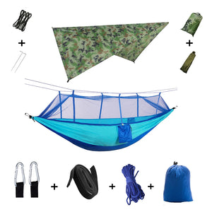 Portable Camping Hammock with Mosquito Net & Rainfly