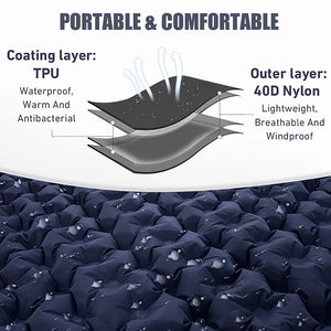 WESTTUNE Double Inflatable Camping Mattress with Built-in Pillow & Pump