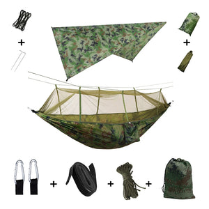 Portable Camping Hammock with Mosquito Net & Rainfly