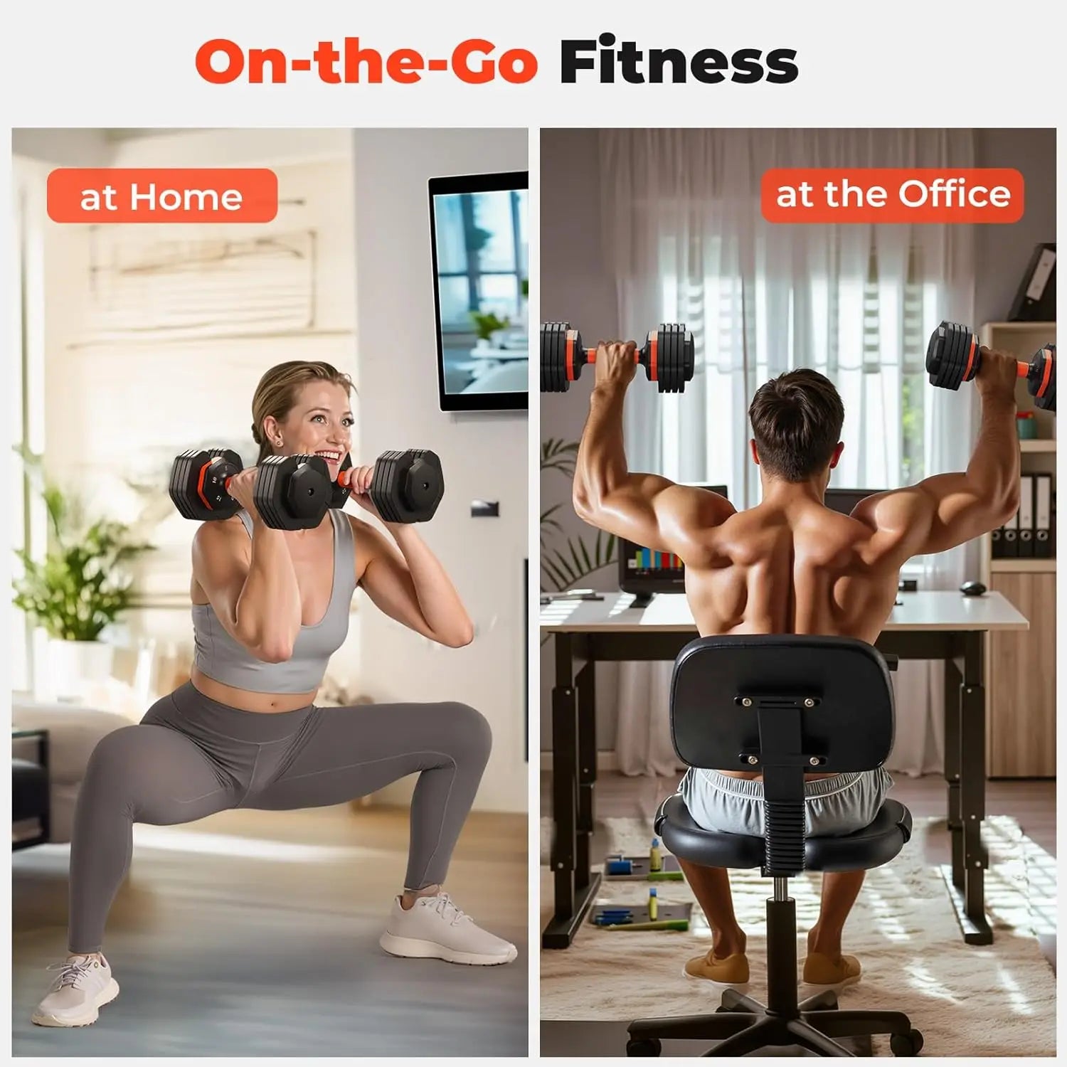25LB Adjustable Dumbbell Set – 5 to 25LB with Anti-Slip Handle