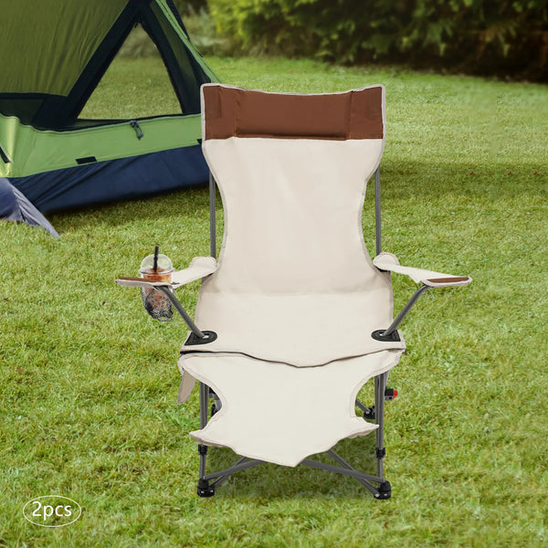 2PCS Adjustable Reclining Camping Chairs