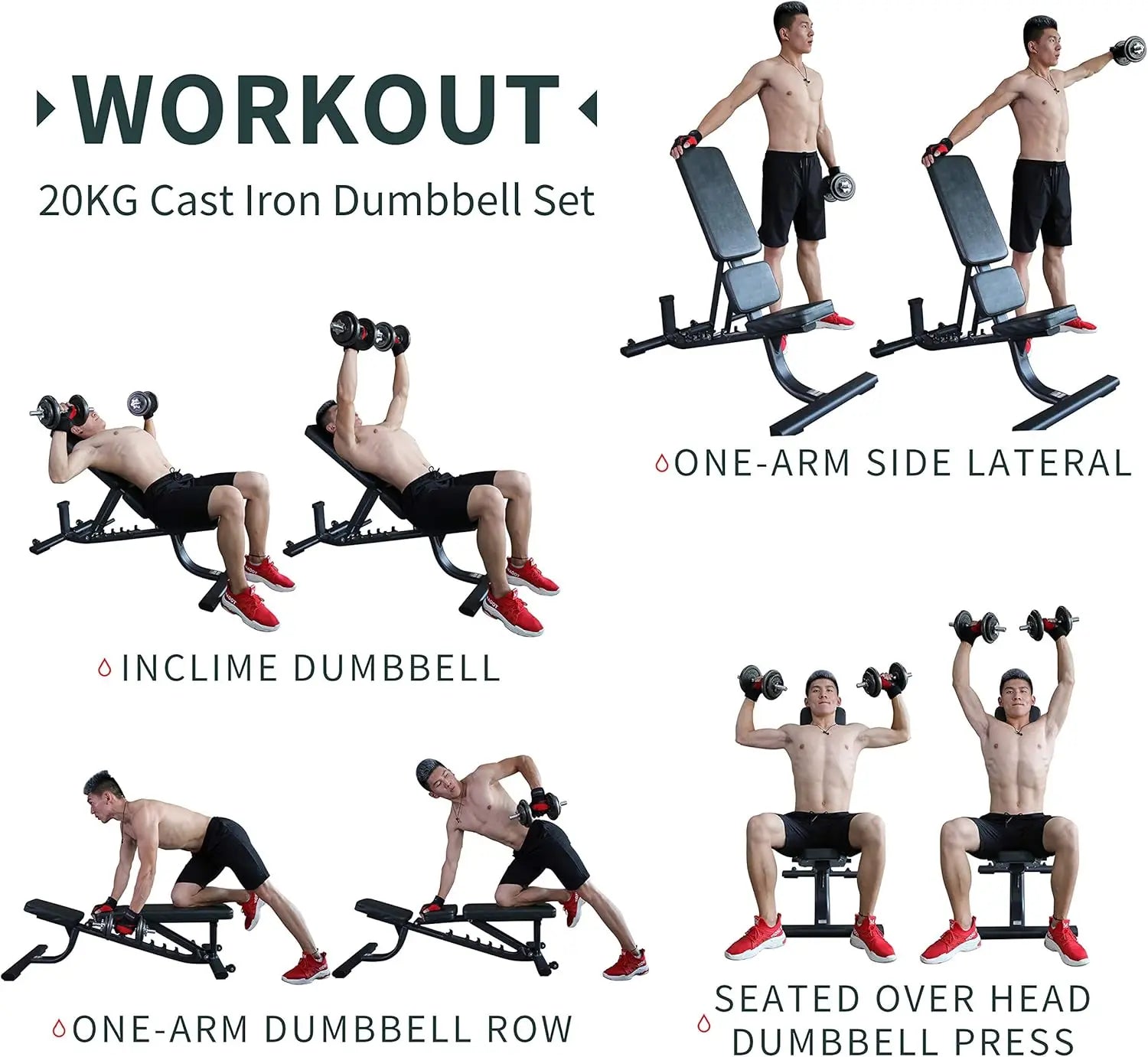44LB Cast Iron Adjustable Dumbbell Set – Converts to Barbell