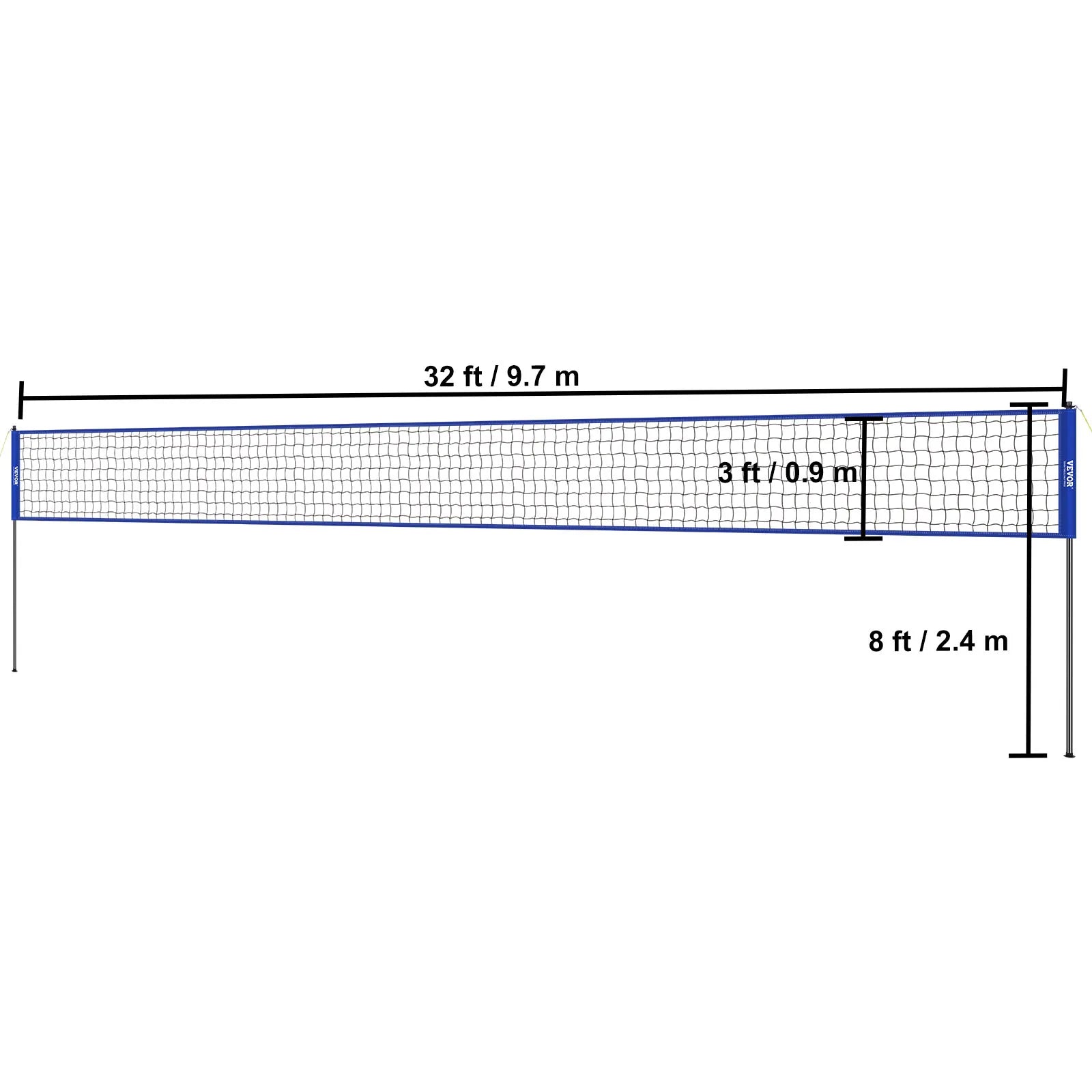 SucceBuy Outdoor Volleyball Net System with Adjustable Height Steel Poles