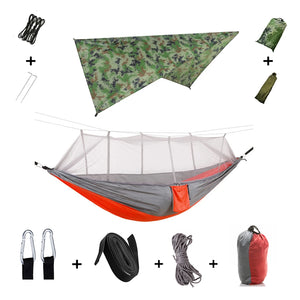 Portable Camping Hammock with Mosquito Net & Rainfly