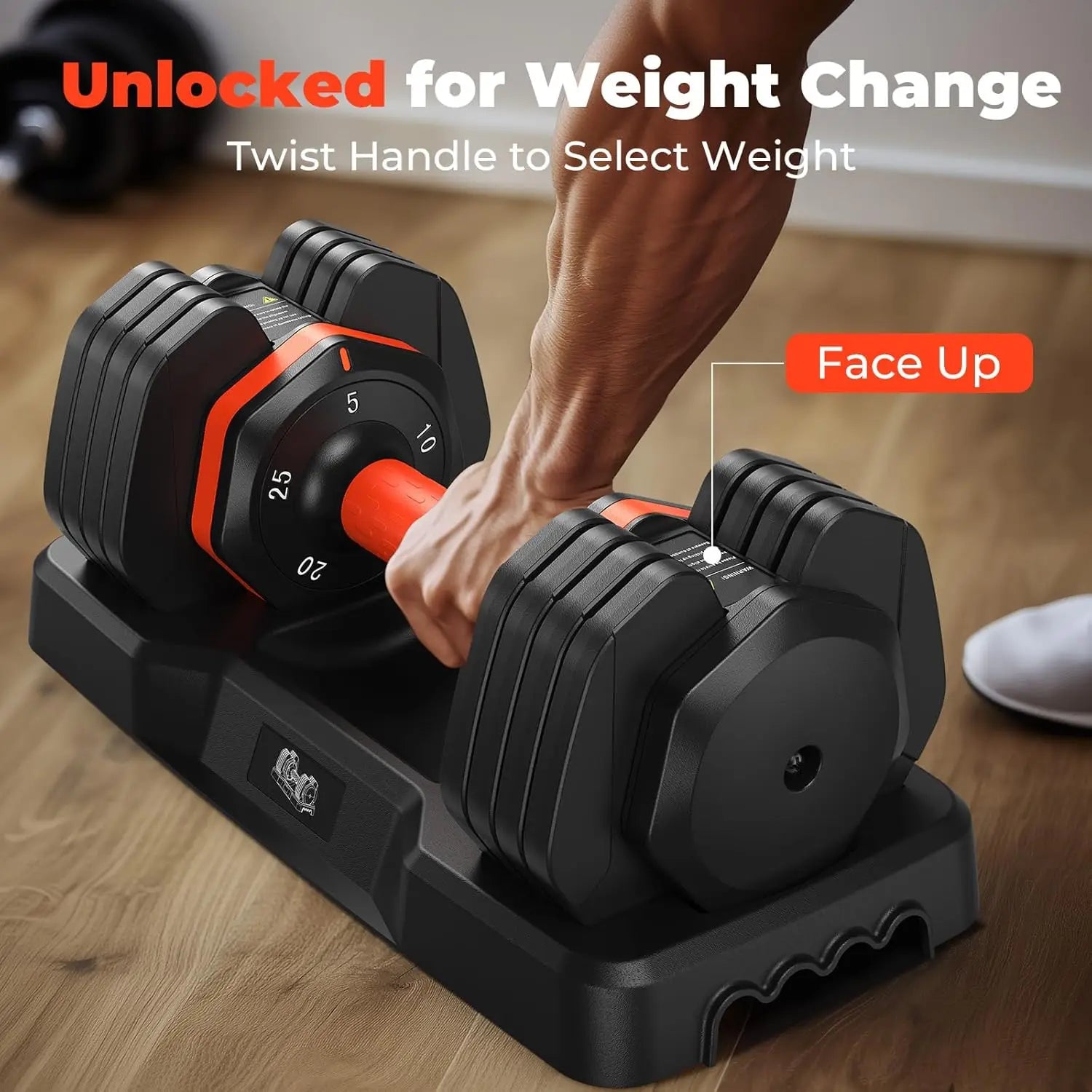 25LB Adjustable Dumbbell Set – 5 to 25LB with Anti-Slip Handle