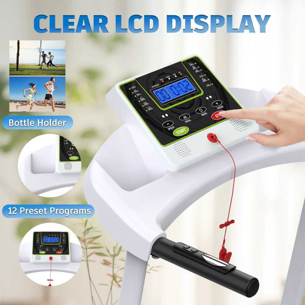 Folding Treadmill with Incline – 2.5HP, Bluetooth, 12KM/H