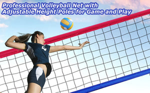 Portable Outdoor Volleyball Net Set with Adjustable Height & Aluminum Poles