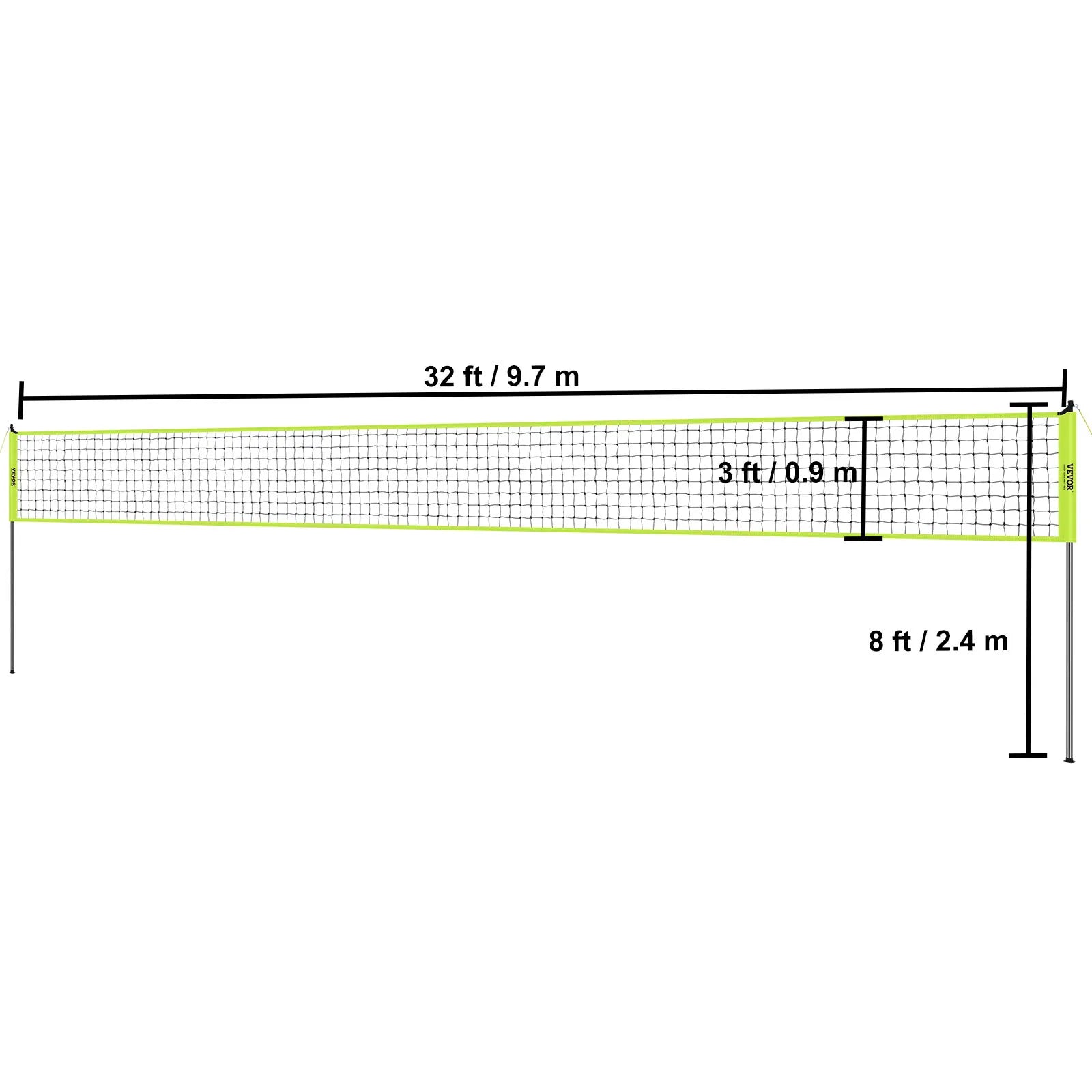 SucceBuy Outdoor Volleyball Net System with Adjustable Height Steel Poles