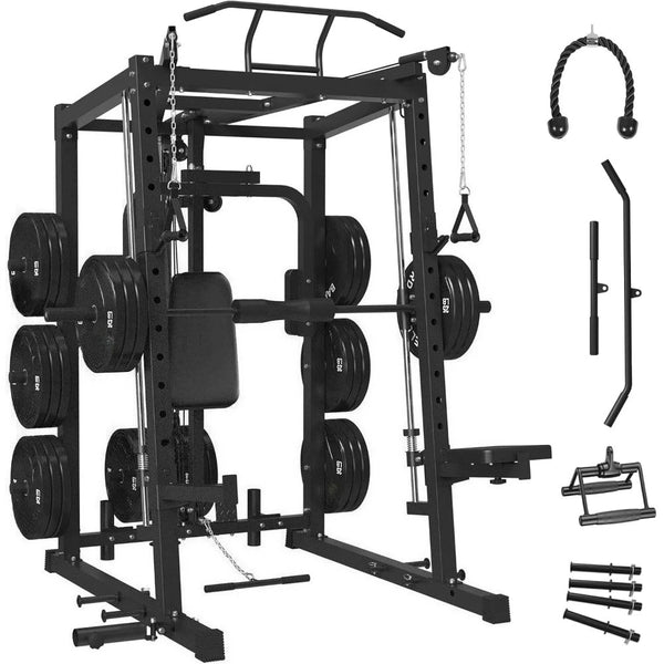 All-in-One Smith Machine Home Gym – 2000LBS Power Cage