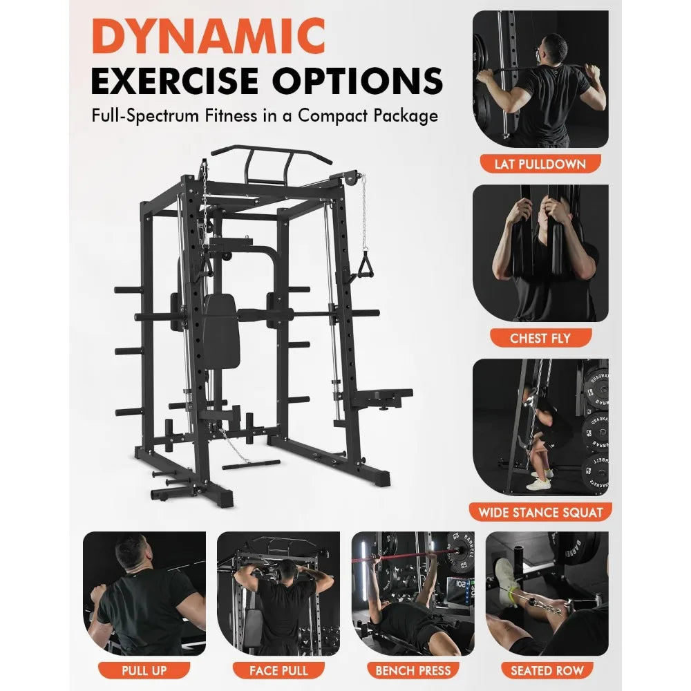 All-in-One Smith Machine Home Gym – 2000LBS Power Cage