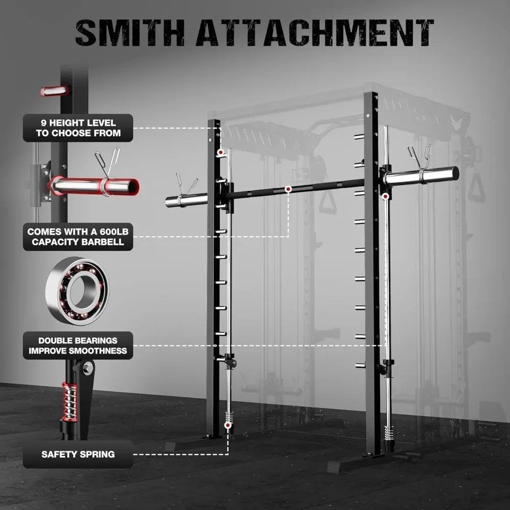 M21 Smith Machine – 2000LBS Multi-Function Power Cage