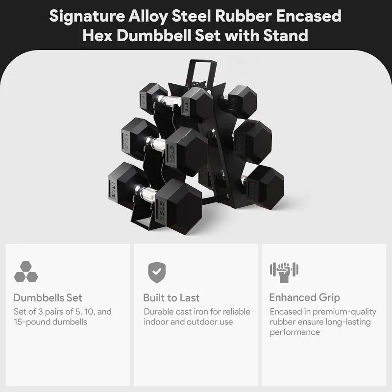 BalanceFrom Rubber Hex Dumbbell Sets – 46/60/100LBS