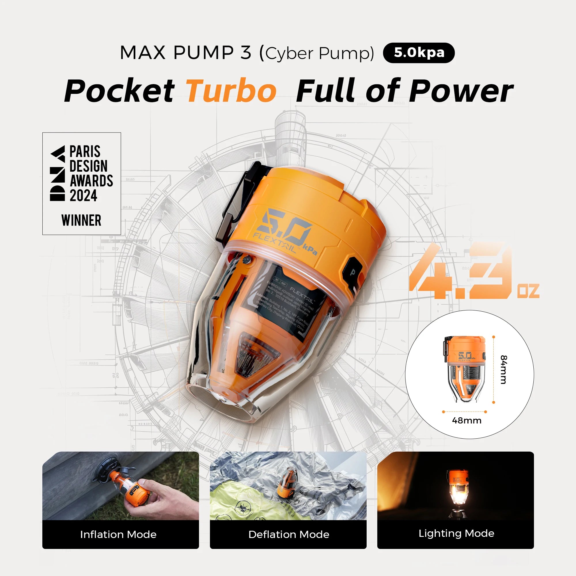 FLEXTAIL MAX PUMP 3 – Portable Electric Air Pump with Light