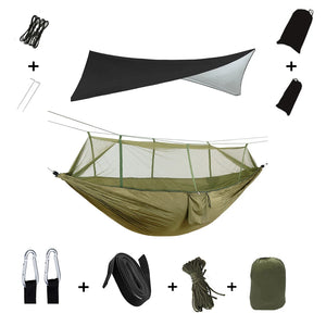 Portable Camping Hammock with Mosquito Net & Rainfly