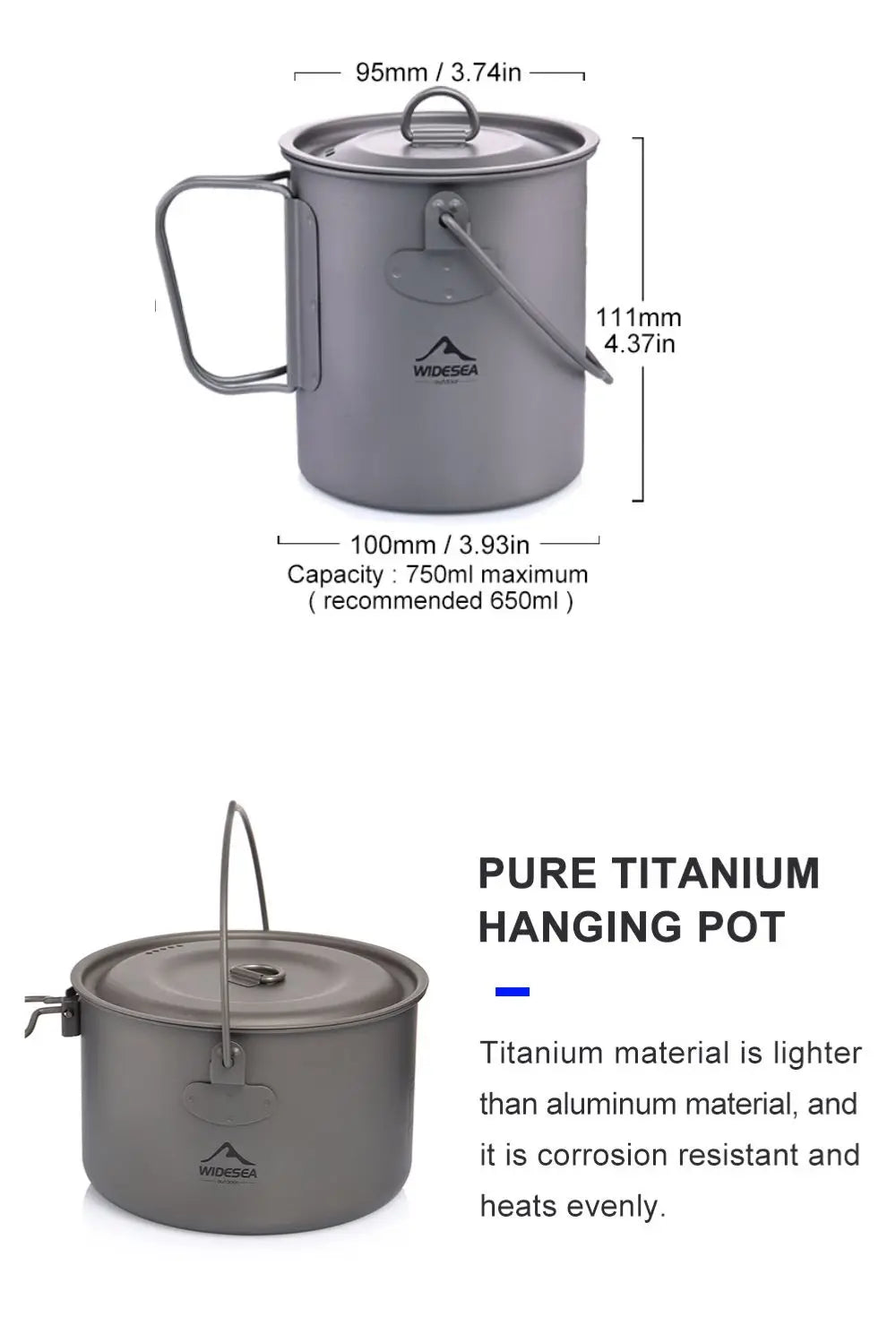 Widesea Titanium Camping Cookware Set