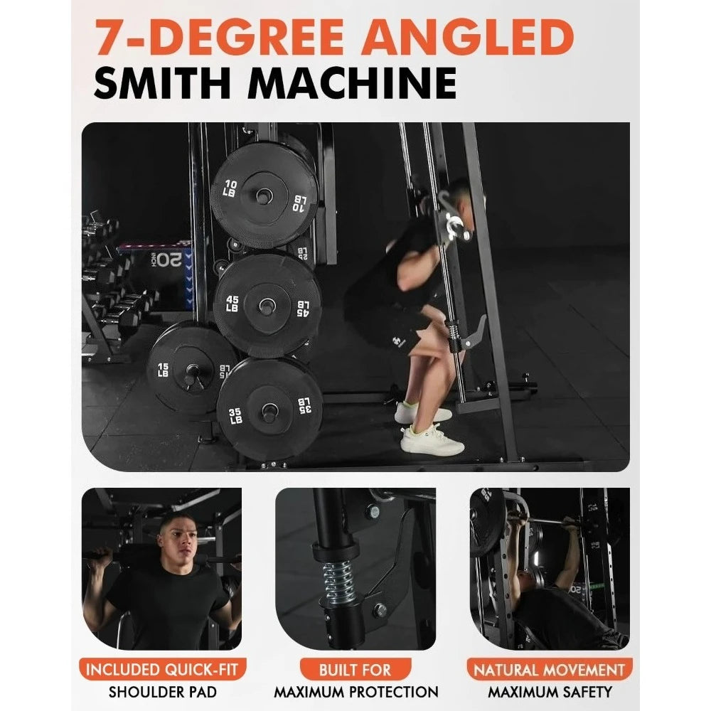 All-in-One Smith Machine Home Gym – 2000LBS Power Cage