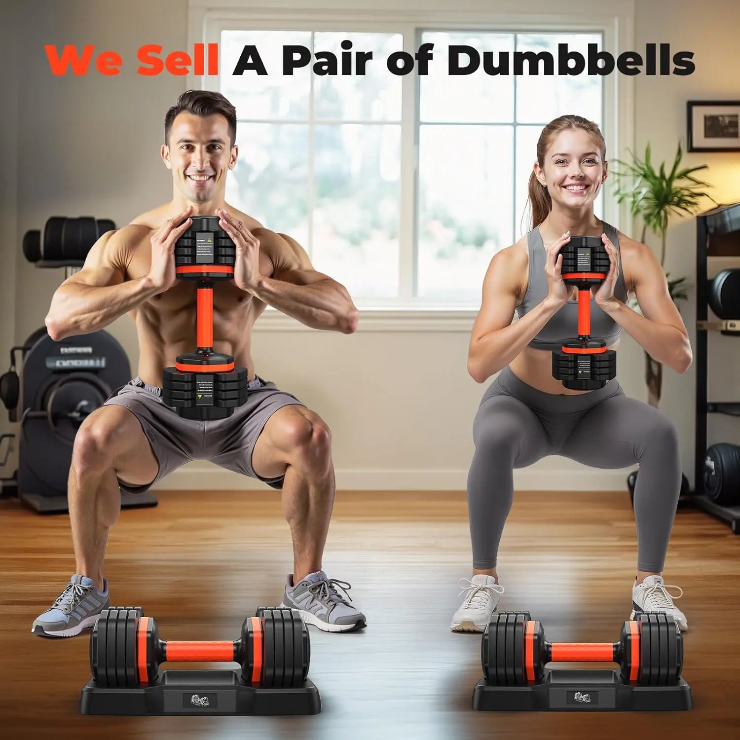 25LB Adjustable Dumbbell Set – 5 to 25LB with Anti-Slip Handle
