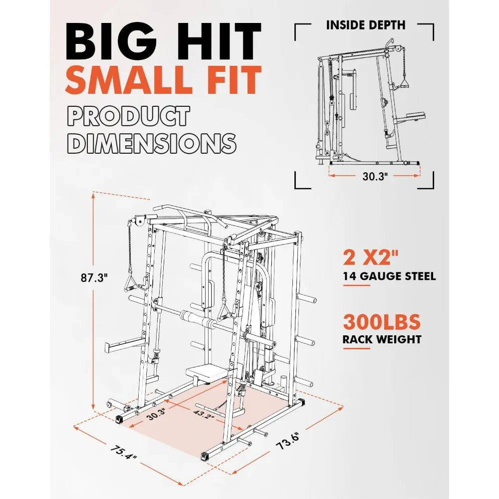 All-in-One Smith Machine Home Gym – 2000LBS Power Cage