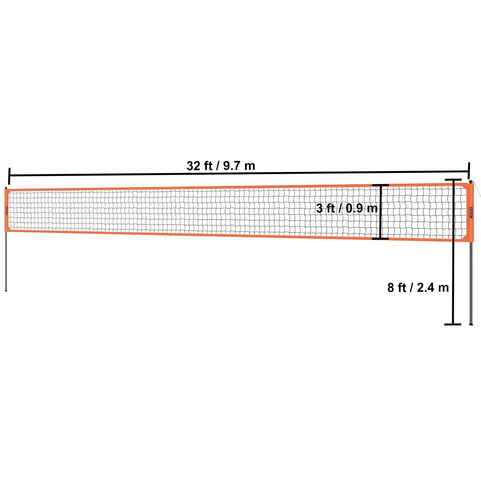 SucceBuy Outdoor Volleyball Net System with Adjustable Height Steel Poles