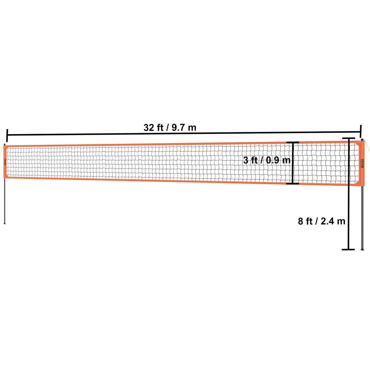 SucceBuy Outdoor Volleyball Net System with Adjustable Height Steel Poles