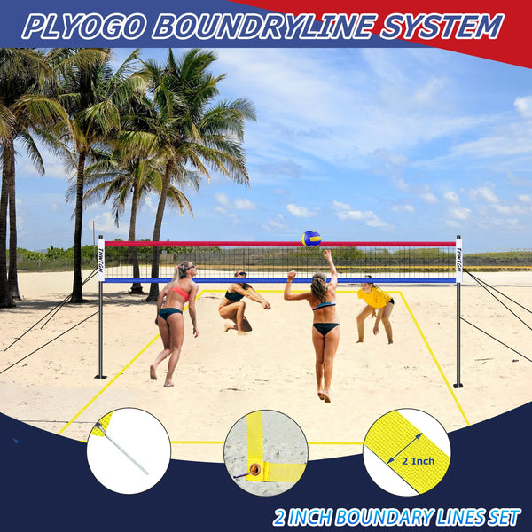 Portable Outdoor Volleyball Net Set with Adjustable Height & Aluminum Poles