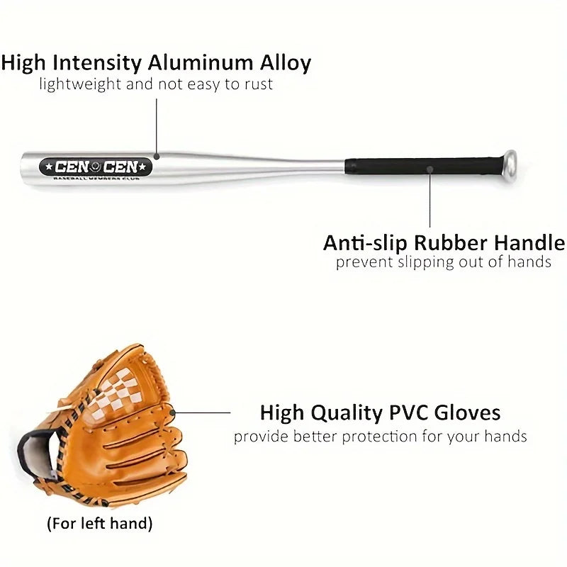 Baseball Starter Kit – 63.5cm Aluminum Alloy Bat